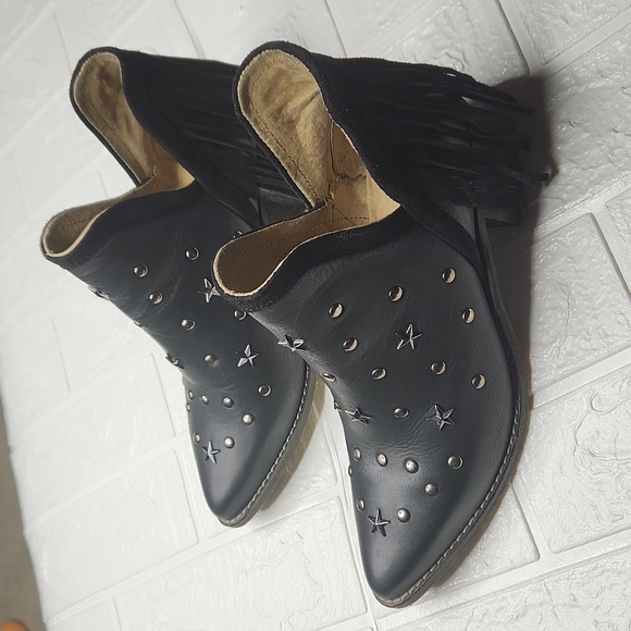 Circle G, corral trading leather/fringed ankle boots, western, size 9